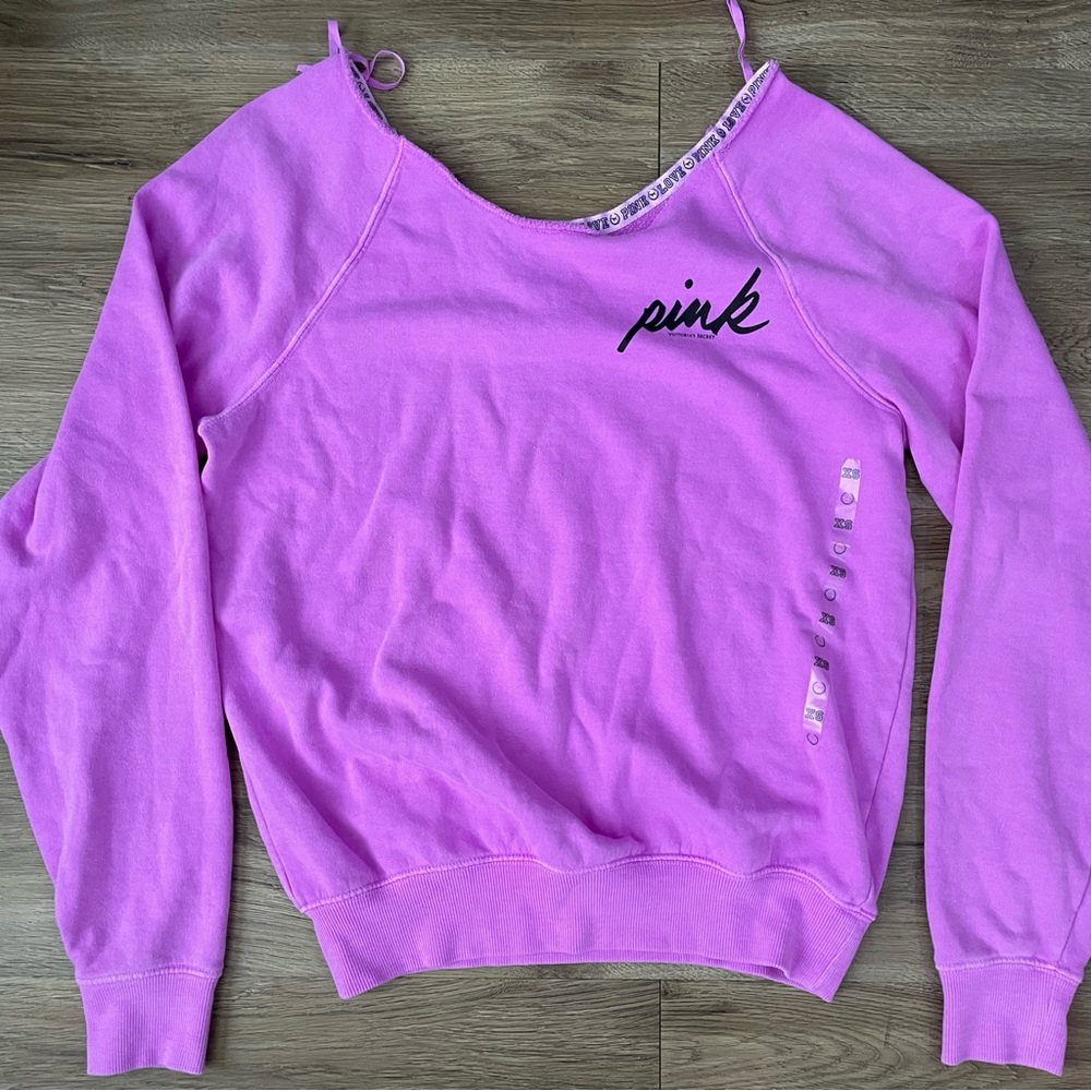 NWT 2012 VS Pink Off the Shoulder Sweatshirt - XS
